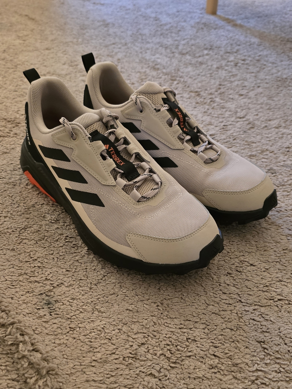 adidas Terrex Men's Light Gray and Black Trail Sneakers with Orange Accents